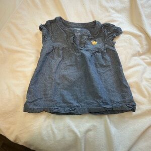 Carter's Blue Short Sleeve Tee with Floral Embroidery